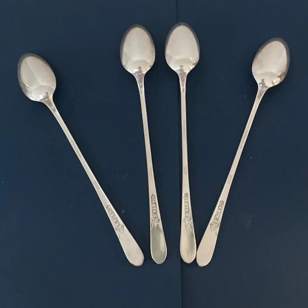 Wm Rogers Original Rogers Iced Tea Spoons Priscilla Lady Ann Pattern Silverplate